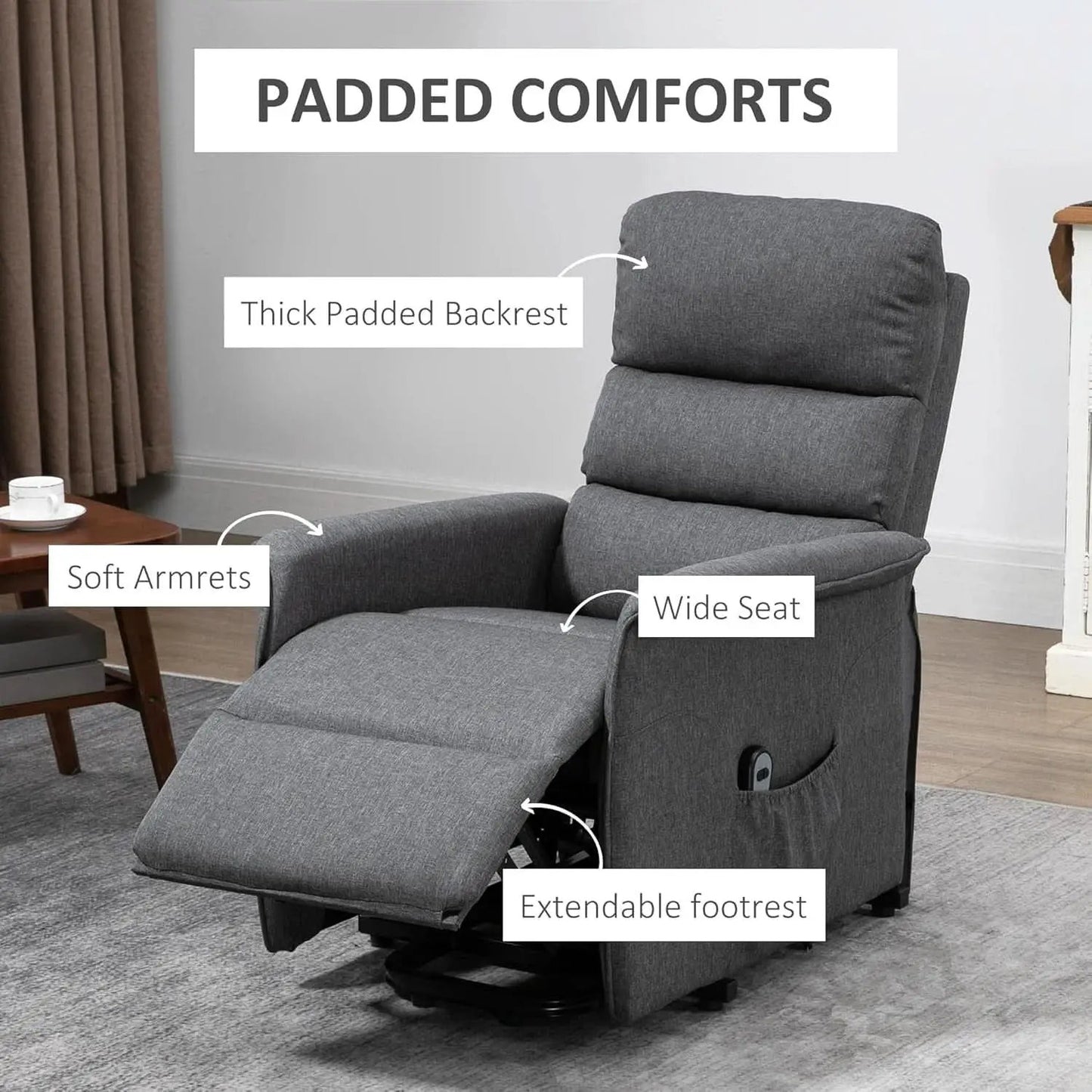 Power Lift Recliner Chair Gray With Remote Control from PriceLows™