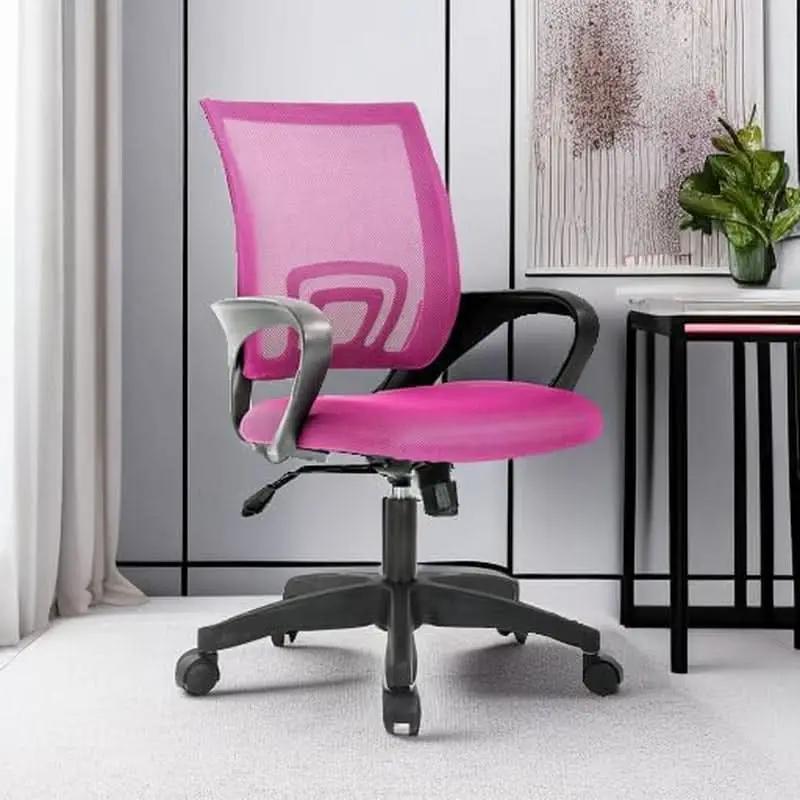 Pink Ergonomic Mesh Office Chair With Lumbar Support And Height Adjustable from PriceLows™
