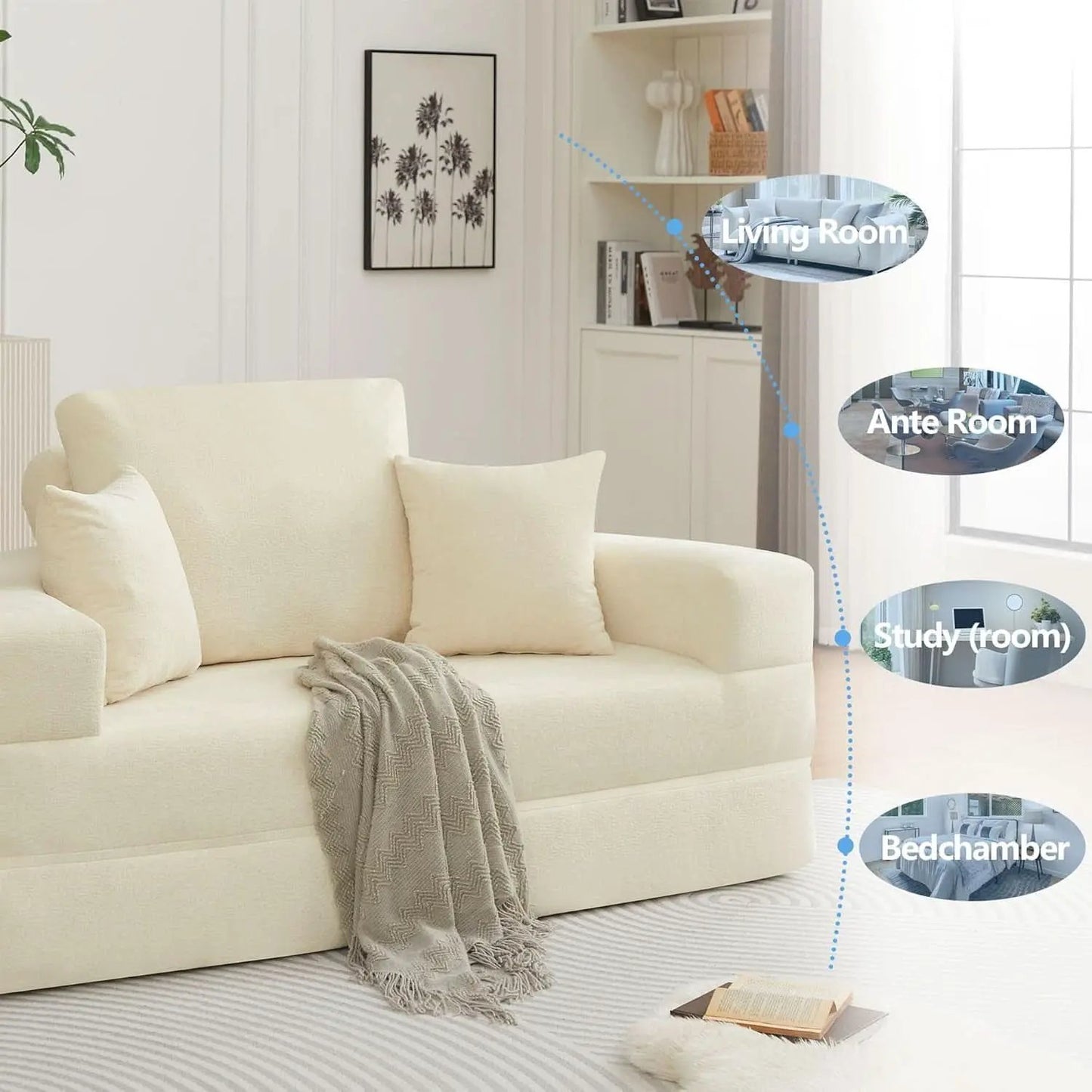 Beige 71Inch Convertible Sleeper Sofa Bed Upholstered from PriceLows™