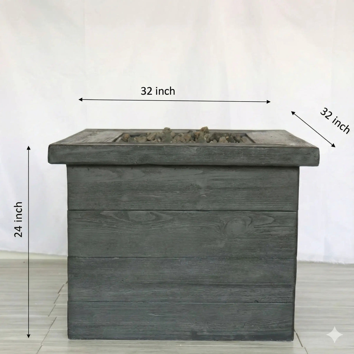 Fiber Reinforced Propane / Natural Gas, Fire Pit Table - | 32 x 32 x 24 in | Concrete | Charcoal