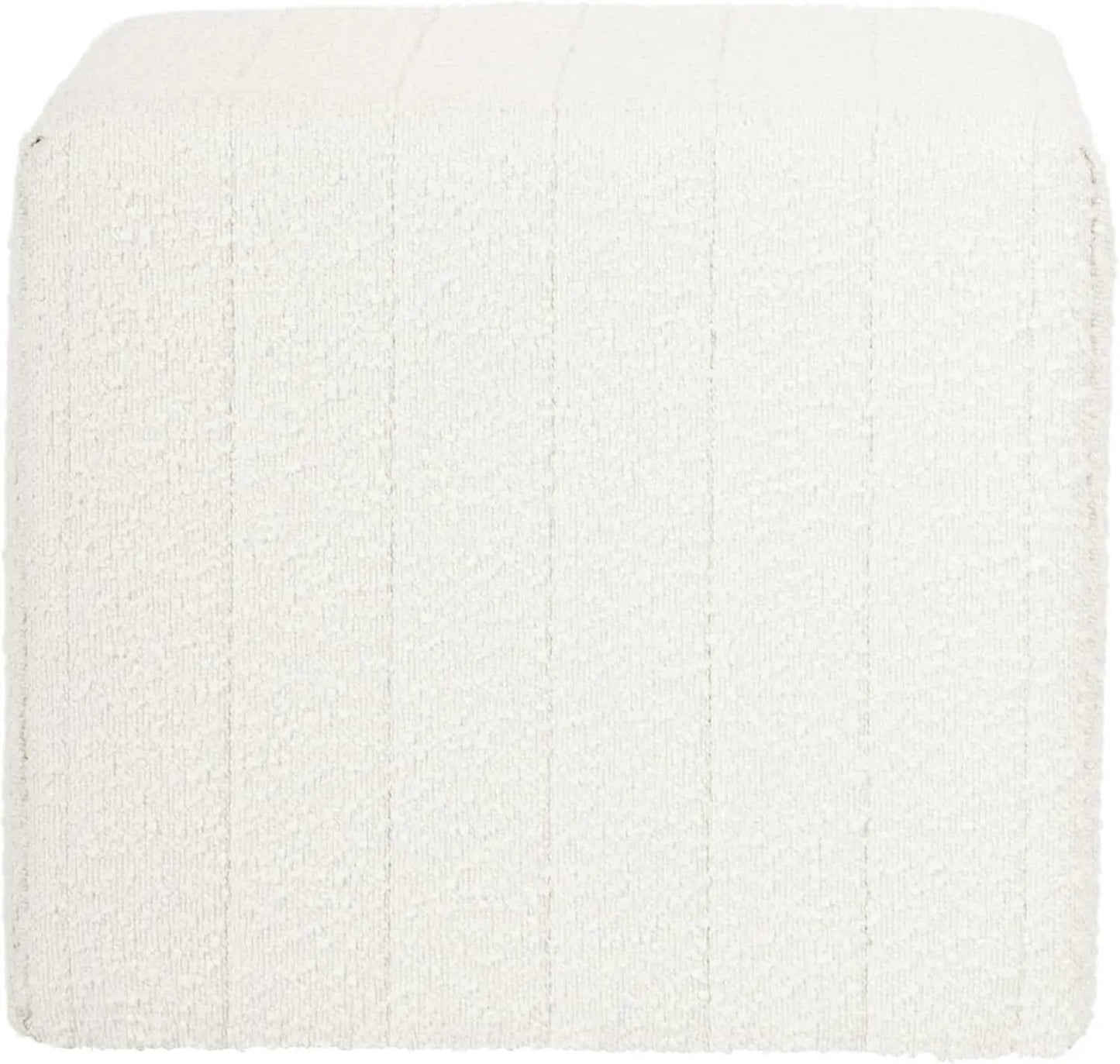 Cream Soft Boucle Upholstered Ottoman Footrest 18 Inches from PriceLows™