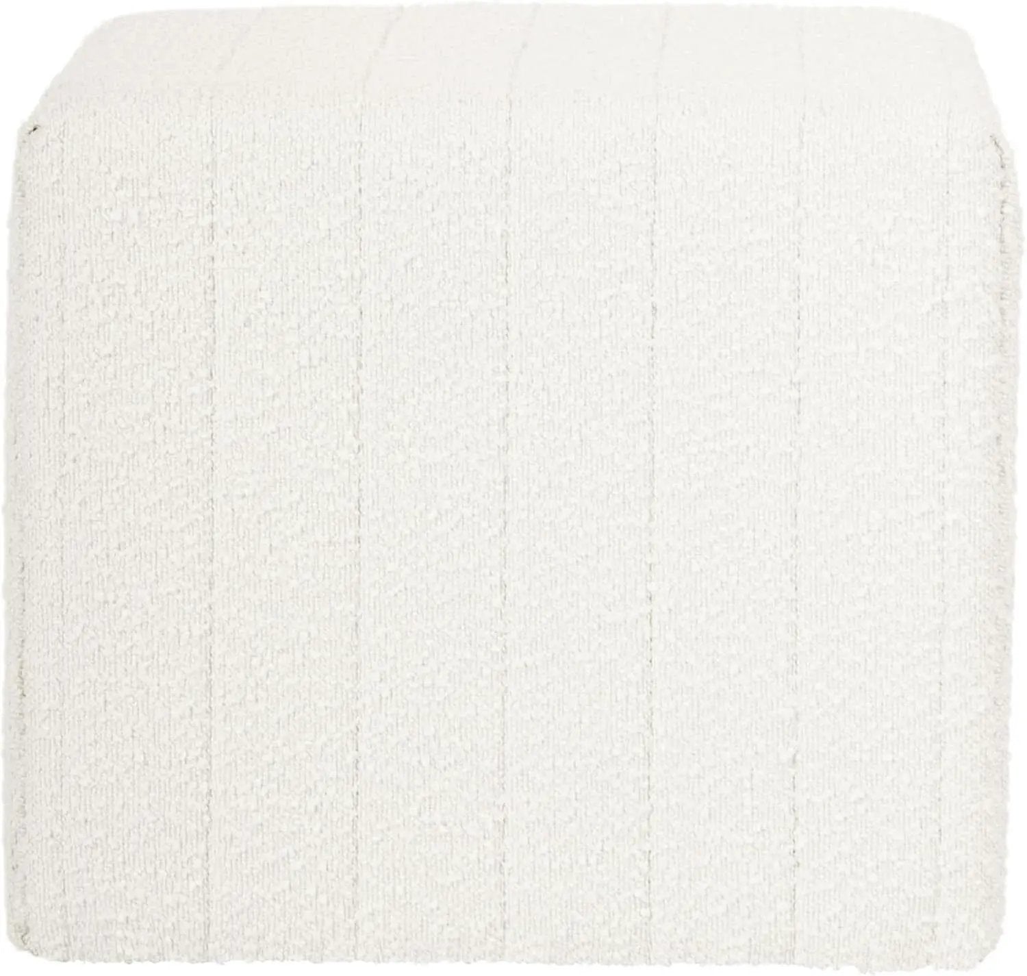 Cream Soft Boucle Upholstered Ottoman Footrest 18 Inches from PriceLows™