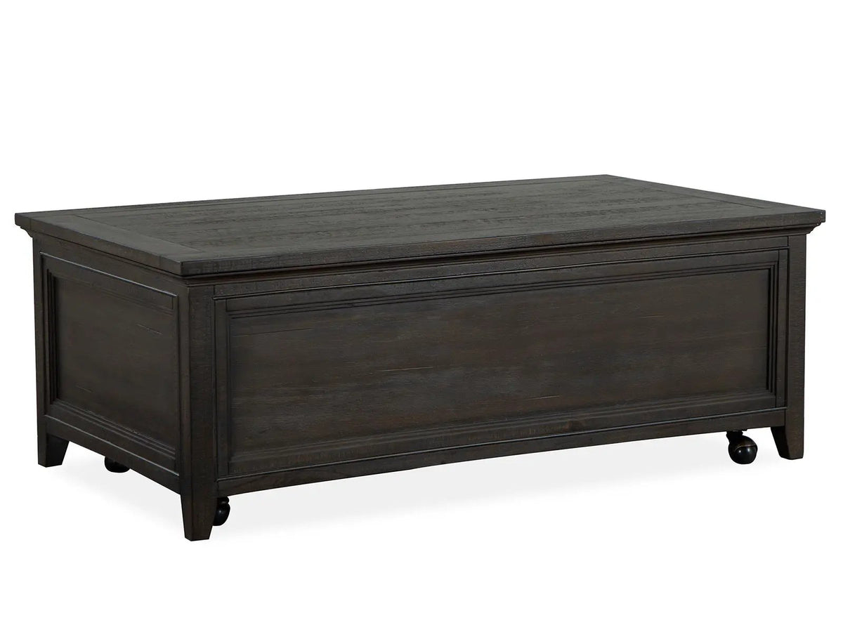 Westley Falls Lift Top Cocktail Table | Graphite | Storage With Casters | Pine Veneer