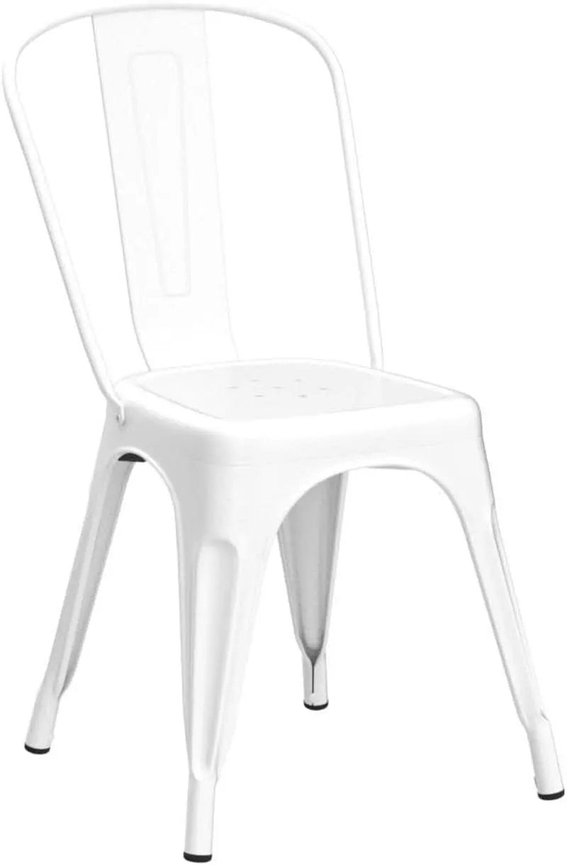 Tolix Style Metal Dining Chair White Stackable Set Of 4 from PriceLows™
