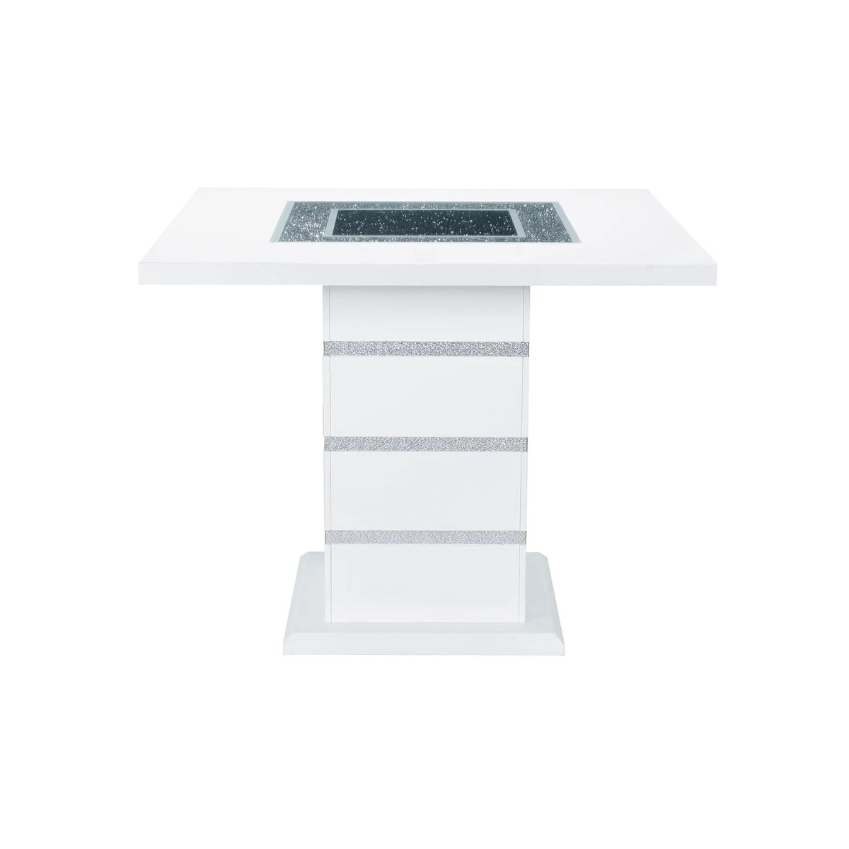 Ariya Bar Table | 47 Inch Square | Pedestal Base | Glass And Acrylic