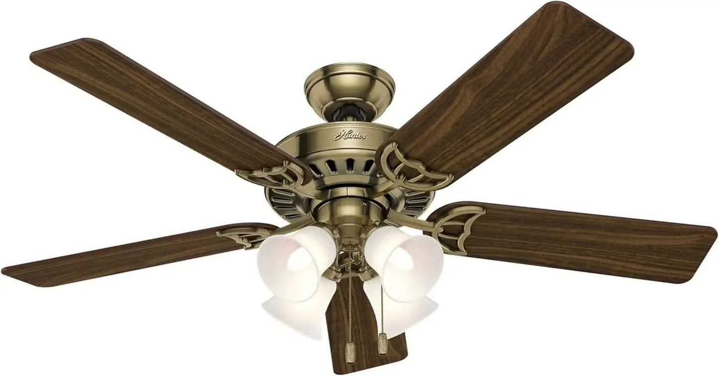 Antique Brass 52 Inch Ceiling Fan With LED Light Kit from PriceLows™