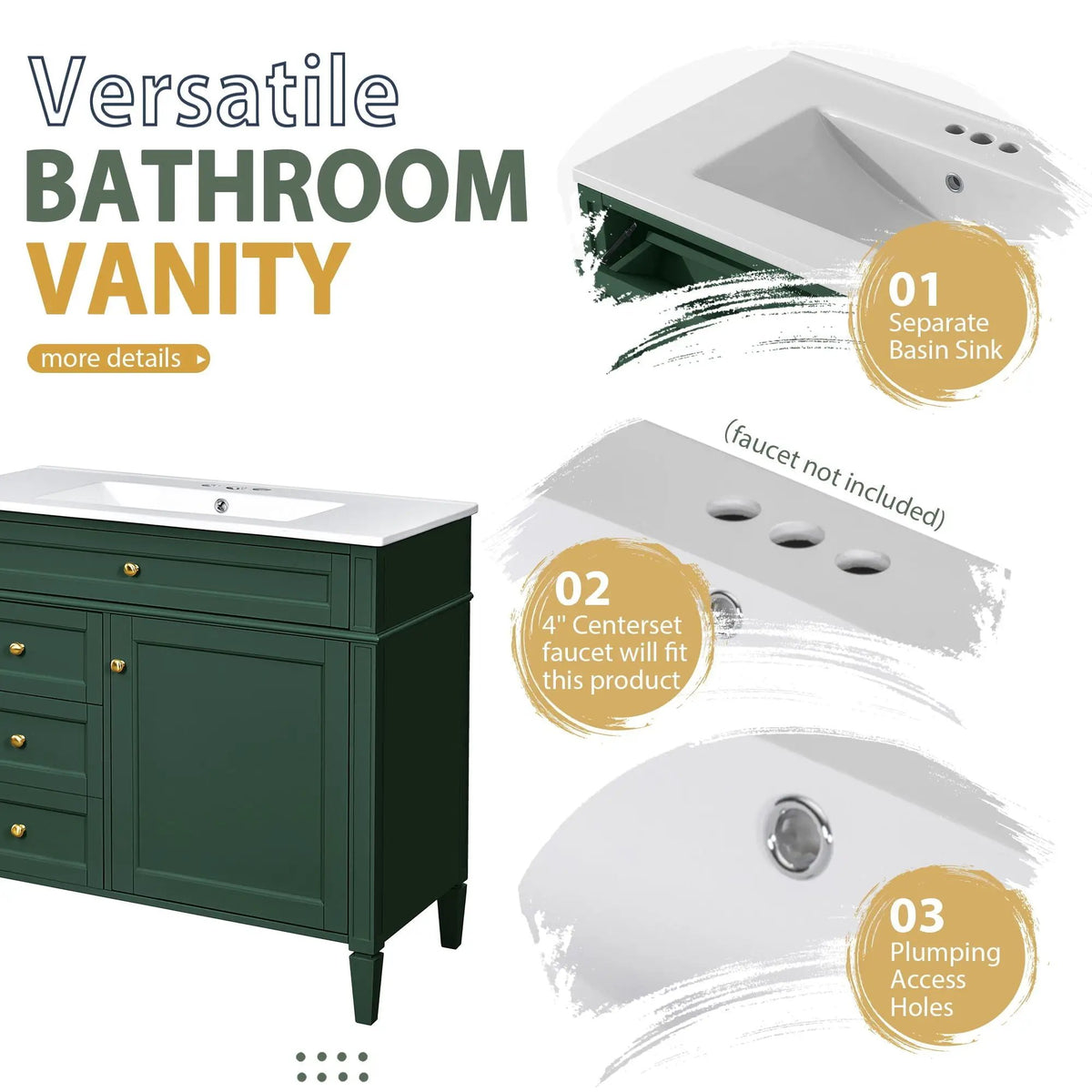 Bathroom Vanity With Mirror Cabinet | Single Sink | Soft Close Doors And Drawers
