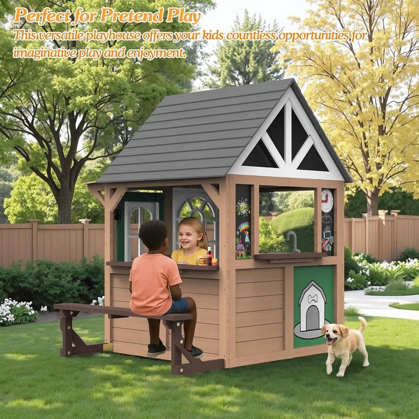 Premium Large Fir Wood Outdoor Playhouse DutchDoor from PriceLows™
