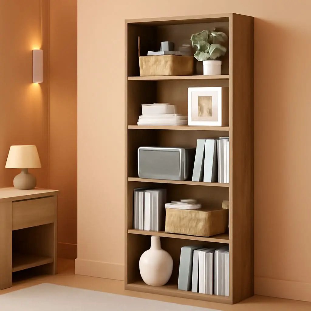 Bookshelf 23.6 Wide 5 Tier Adjustable Bookcase Camel Brown from PriceLows™