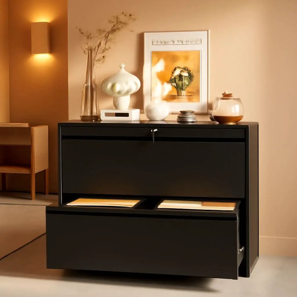 Black Lateral File Cabinet With Lock For Home Office from PriceLows™