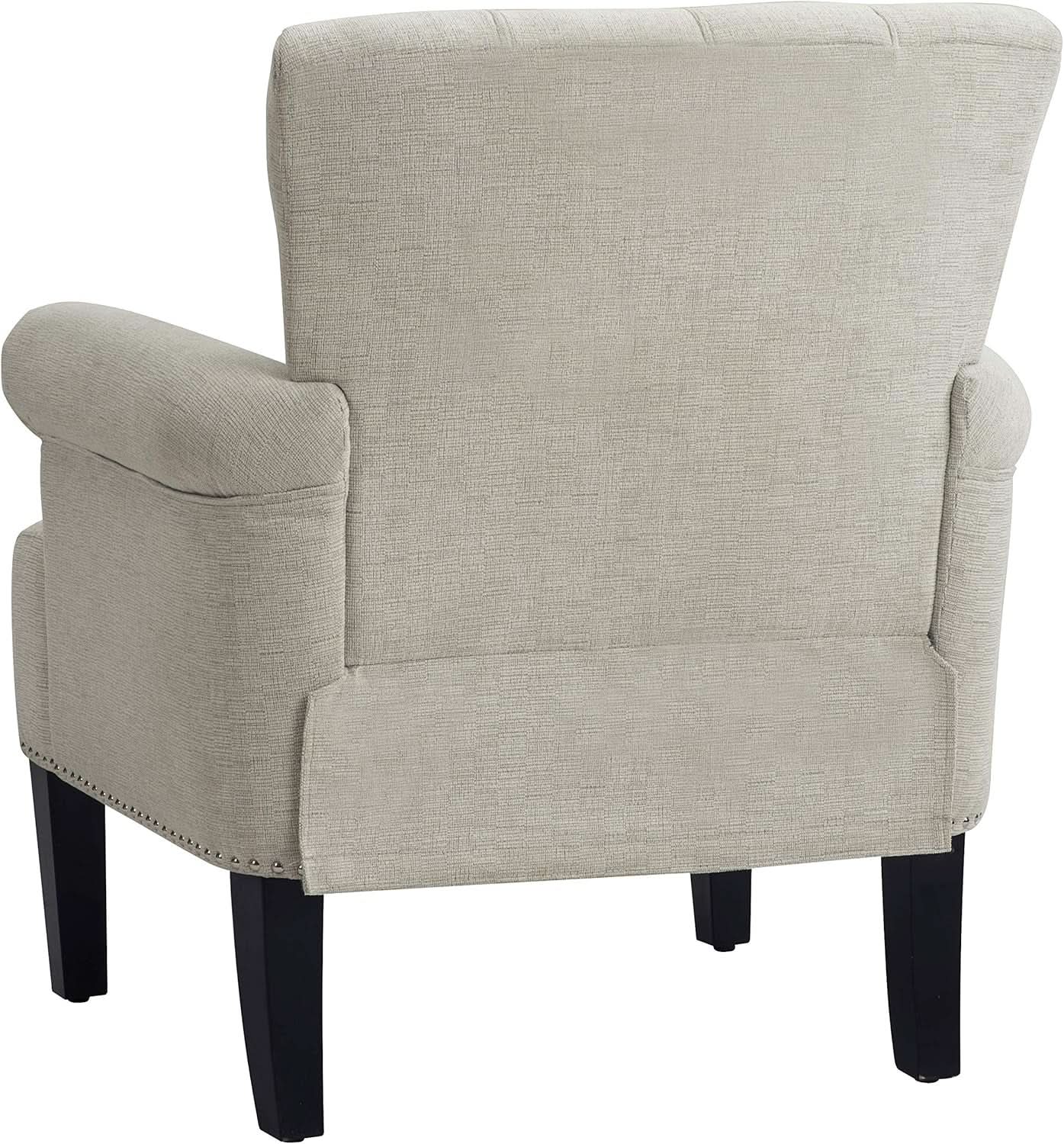 Cream Polyester Tufted Mid Century Upholstered Chair from PriceLows™