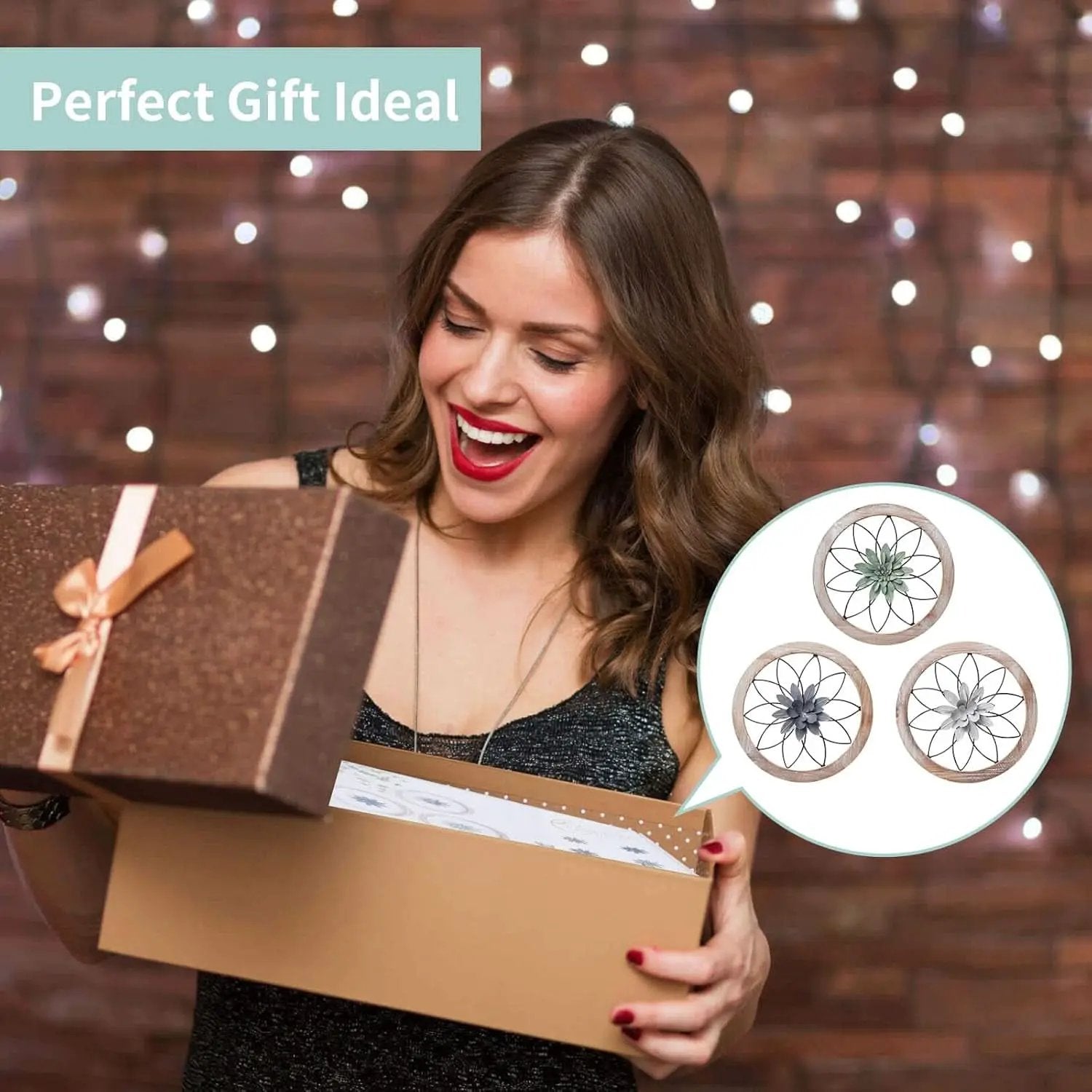 Round Farmhouse Wall Decor Set With Interchangeable Metal Flowers Washed White from PriceLows™