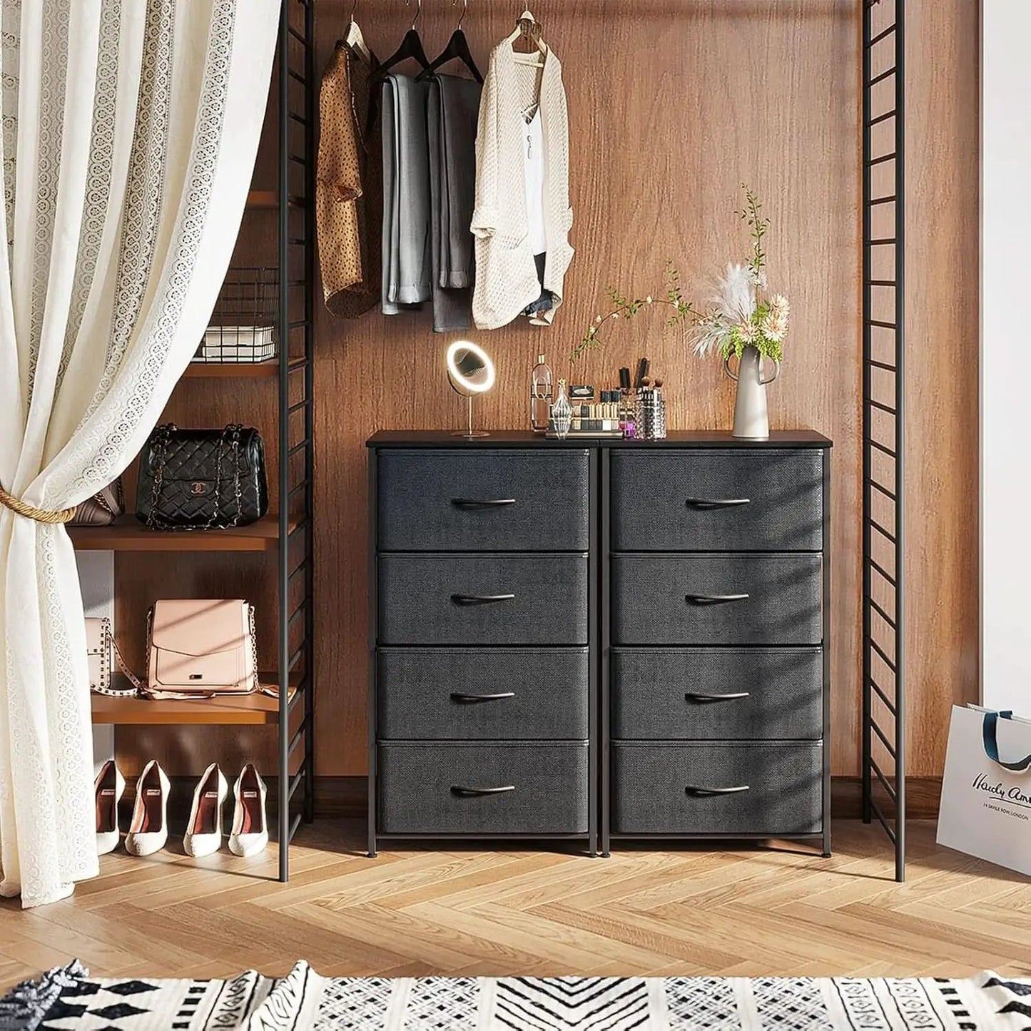Black Compact Dresser Featuring SteelFrame And WoodenTop from PriceLows™