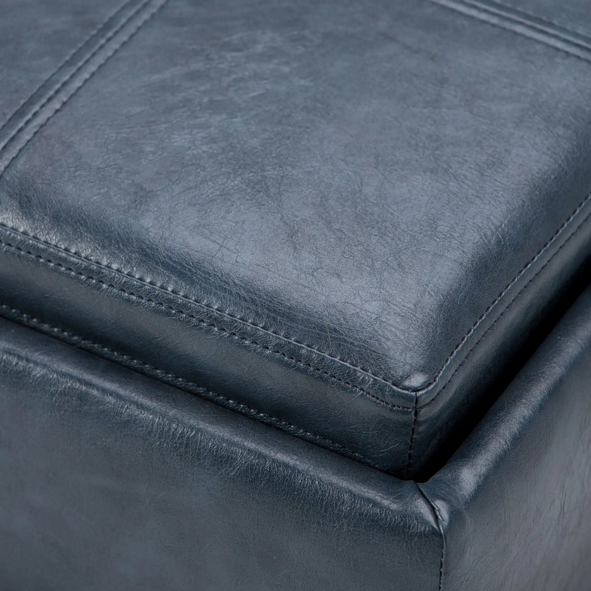 Rockwood Upholstered Cube Ottoman | Flip Over Serving Tray | Large Interior Storage | 16.9 Inch Cube