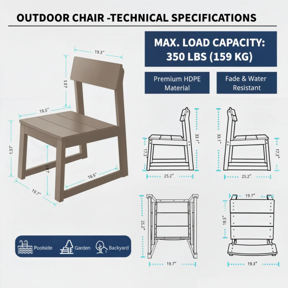 Patio Dining Chairs | All Weather HDPE | UV Resistant | Set Of 2