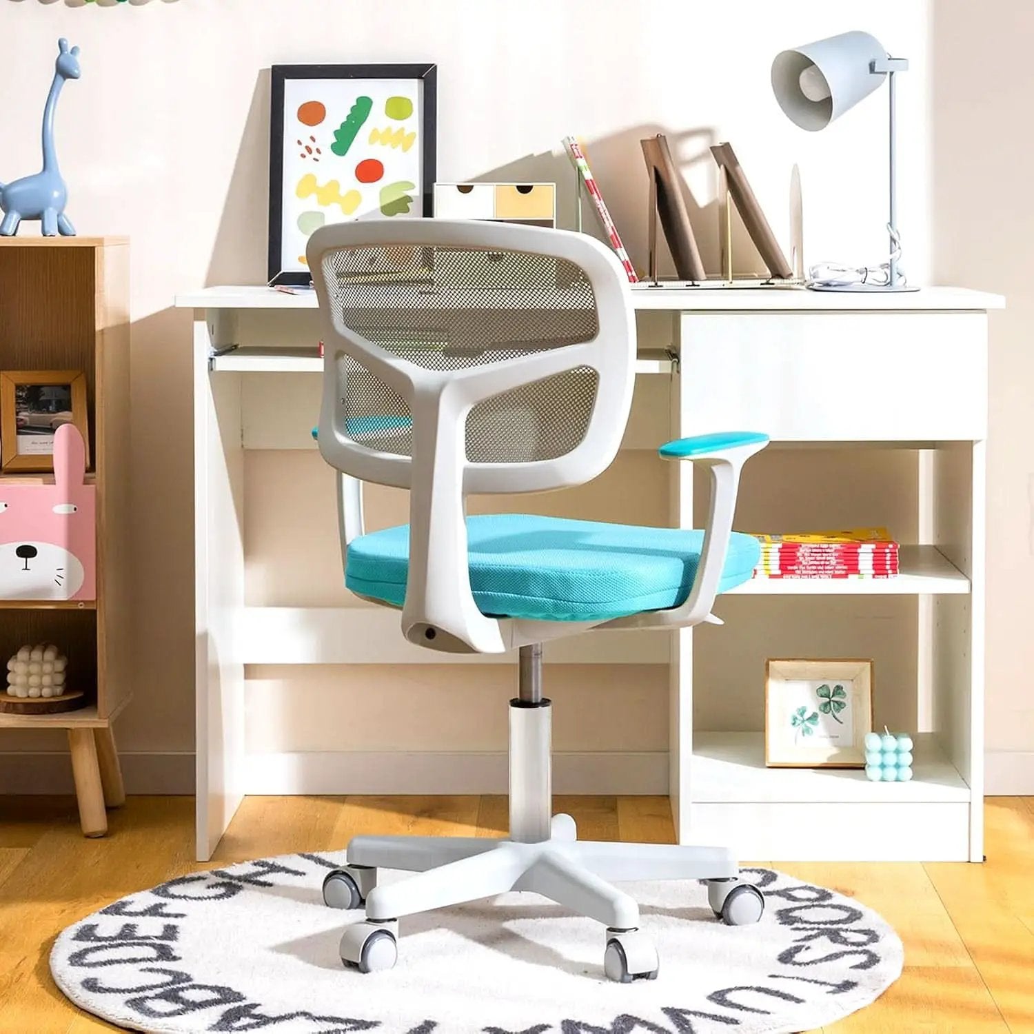 Ergonomic Kids Desk Chair With Lumbar Support Cyan from PriceLows™