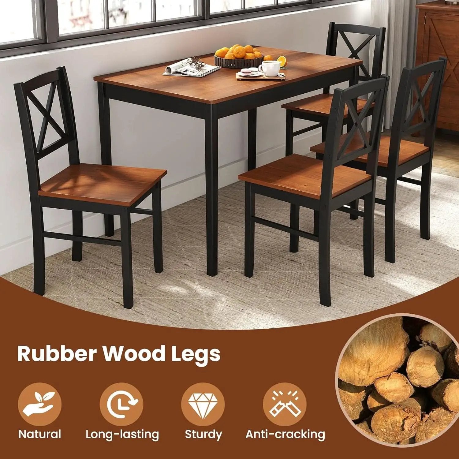 Executive Solid Rubber Wood Space Saving Dining Set from PriceLows™