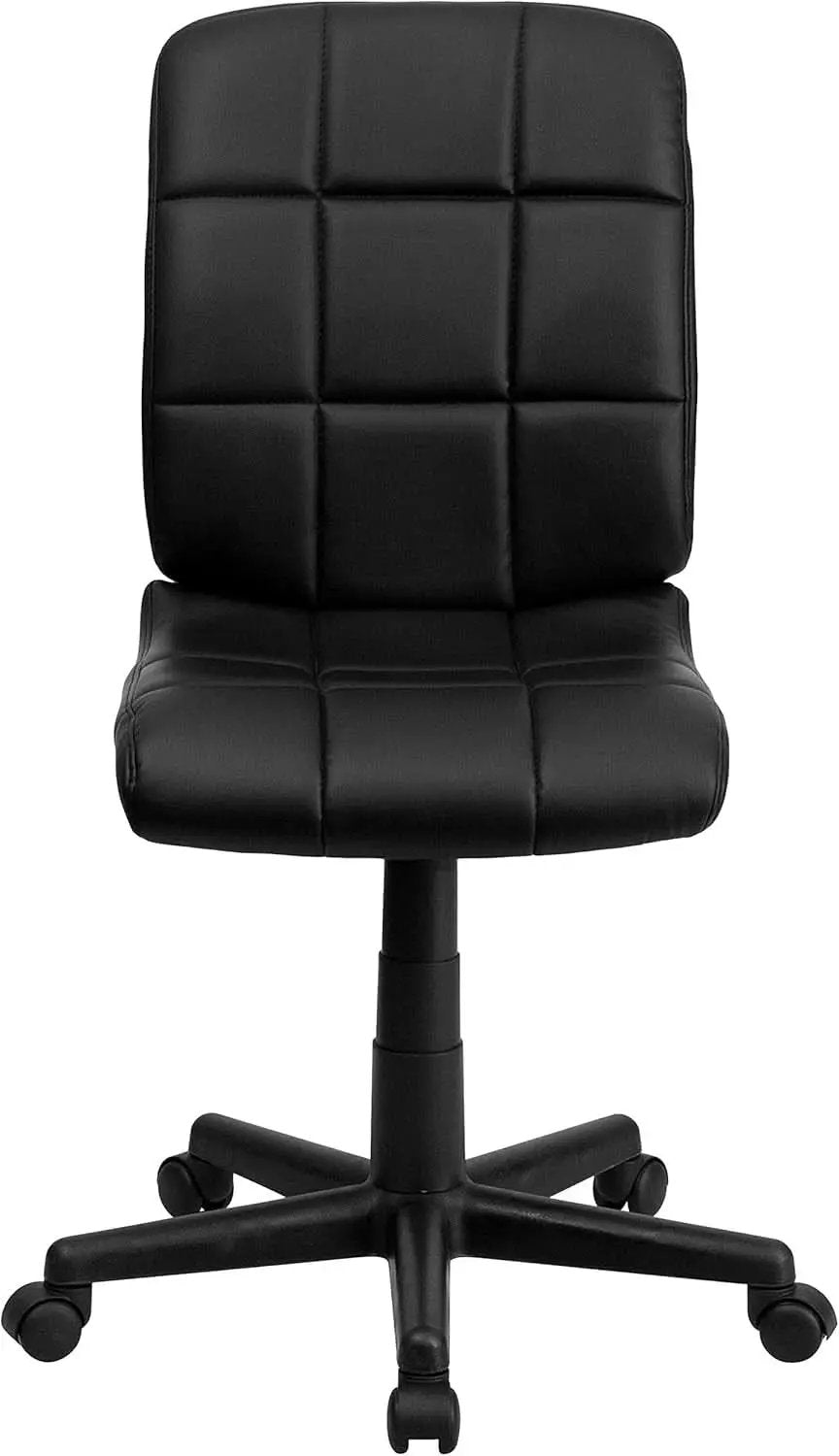 Clayton Mid Back Tufted Vinyl Office Chair Black Swivel from PriceLows™