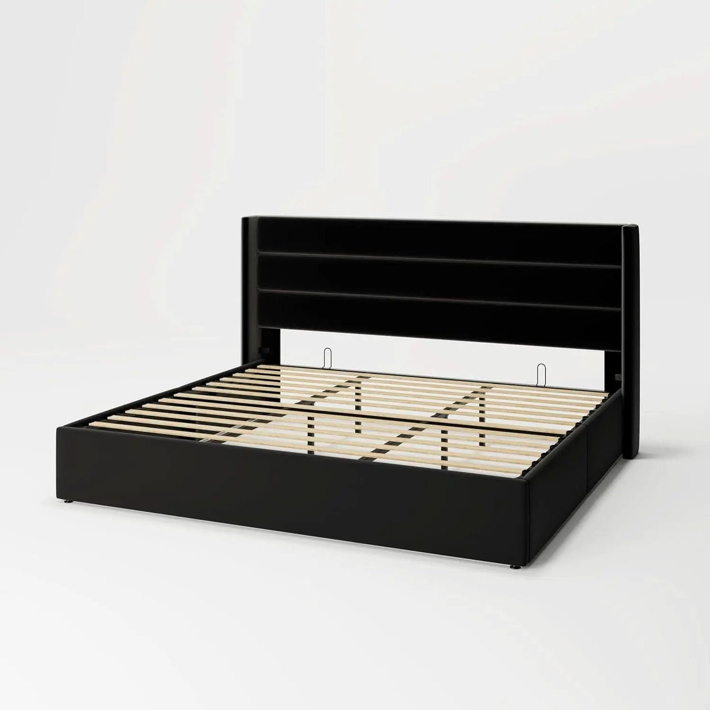 King Size Black Velvet Storage Bed With Hydraulic Lift from PriceLows™