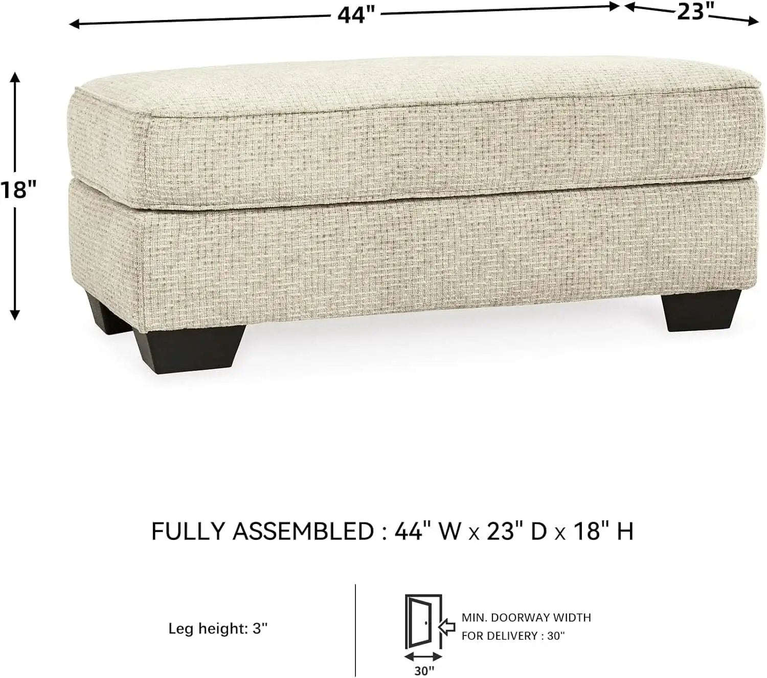 Beige Chenille Upholstered Ottoman With Cushioned Comfort from PriceLows™