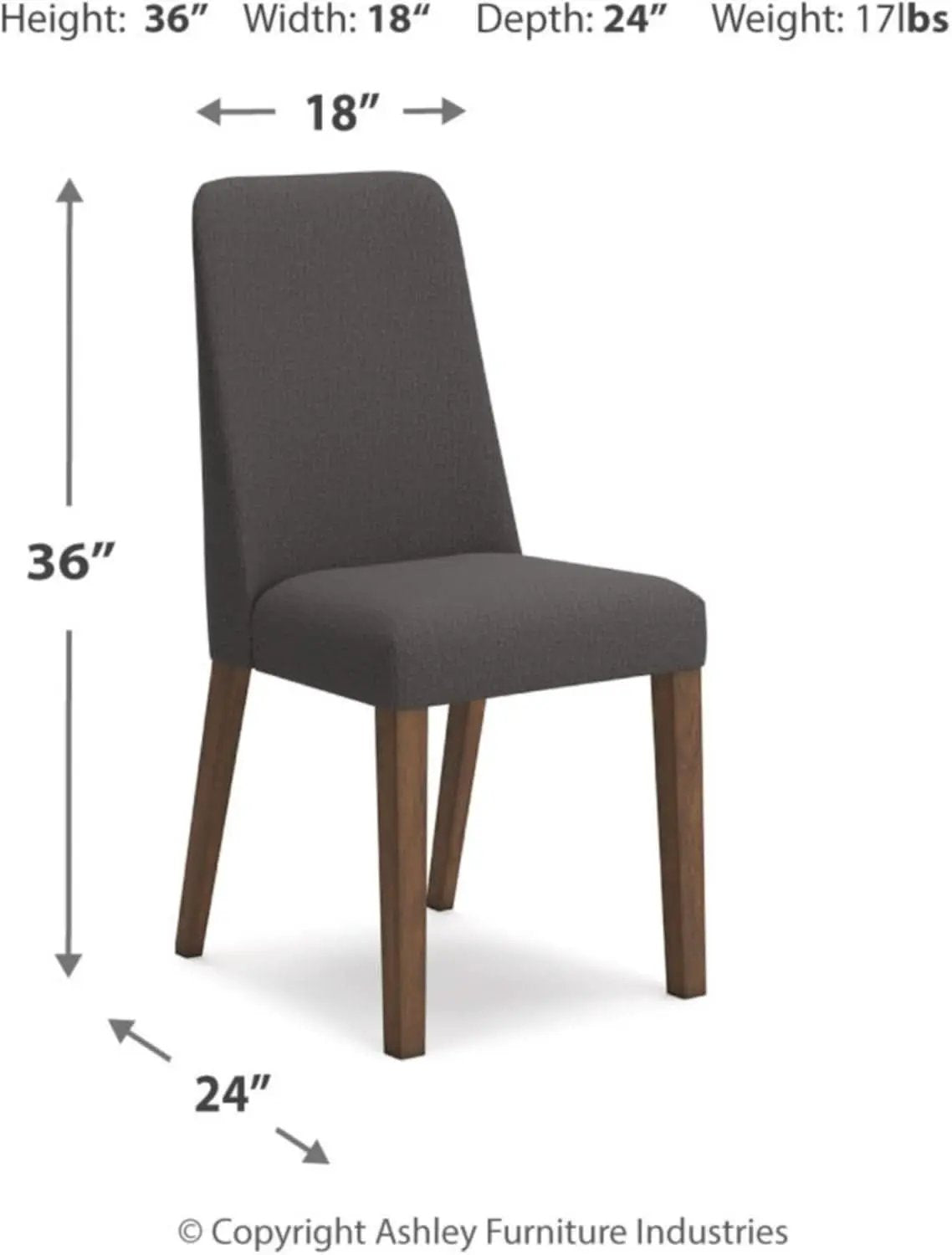 Upholstered Dining Chair, Foam Cushion, Dark Gray Set Of 2 from PriceLows™