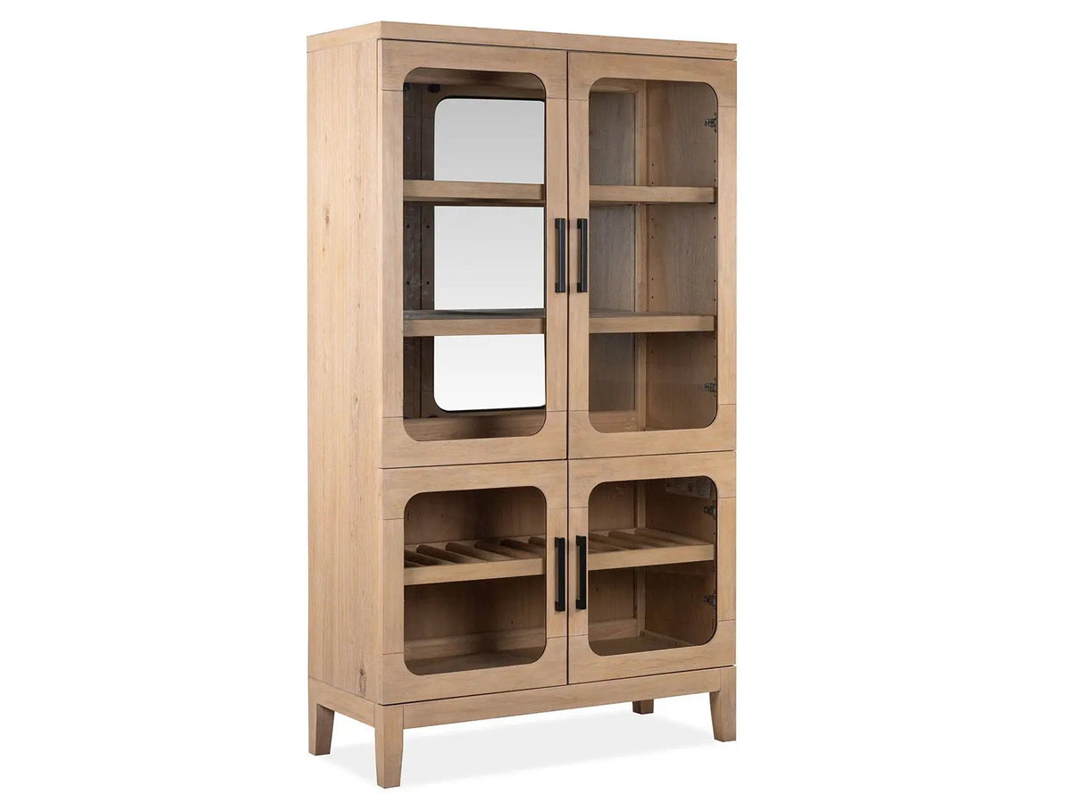 Somerset Buffet Curio | Butternut And Omari Natural Finish | Four Glass Doors | Knotty White Oak Veneer