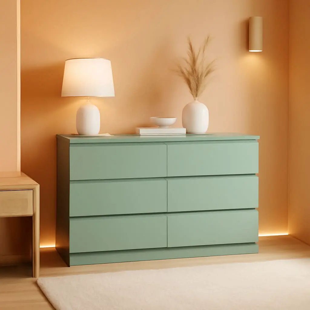 Wooden Six Drawer Dresser For Bedroom Storage Space Saver from PriceLows™
