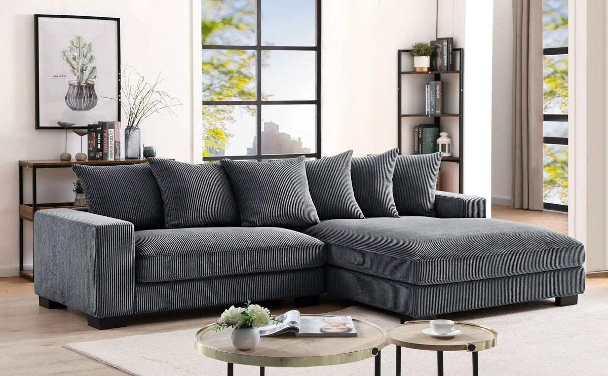 Luxe Oversized Sectional Sofa | 2 Piece L Shaped Couch | Chaise Included | Deep-Seated Design