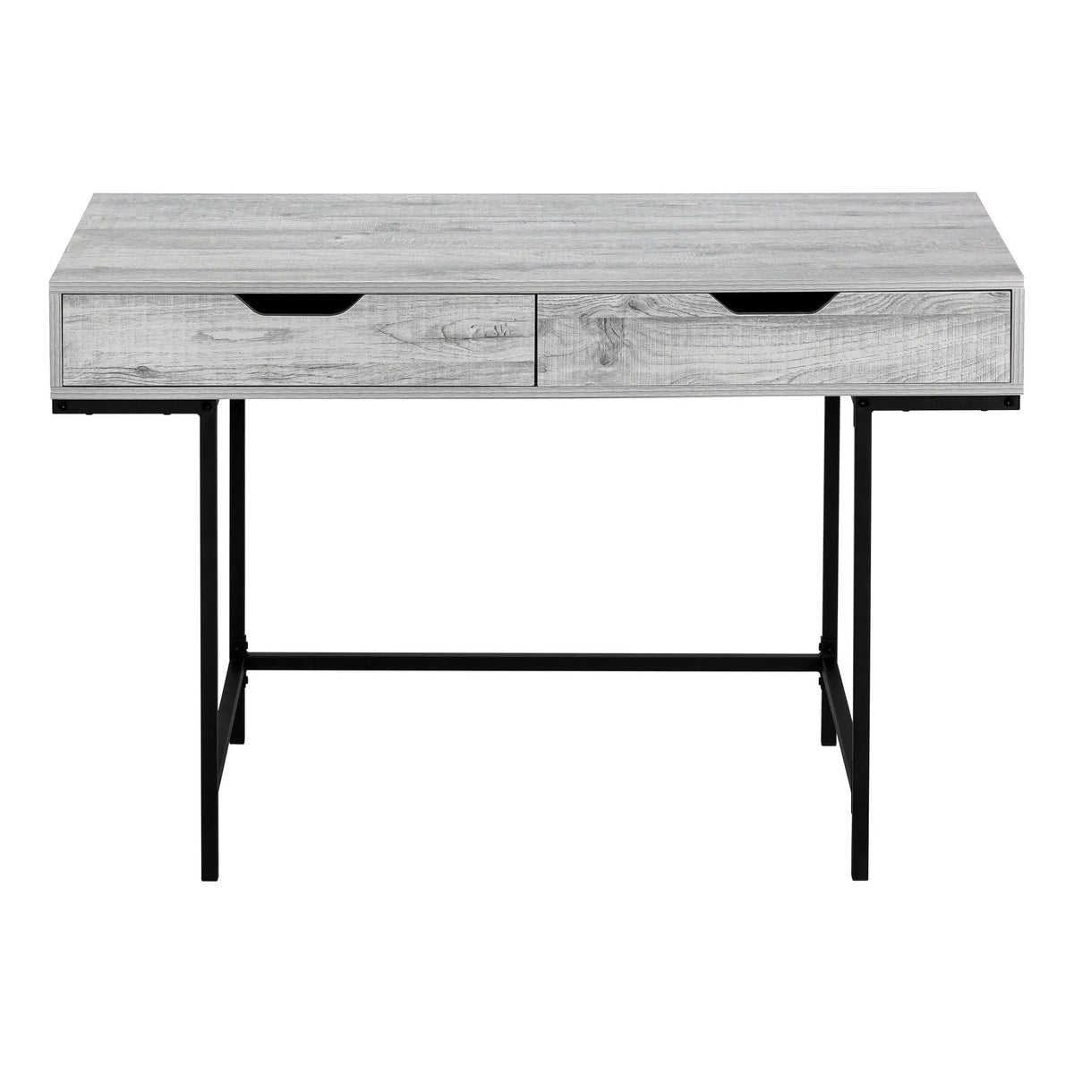 Stone-Look Computer Desk | Two Storage Drawers | Metal Base | 47.25 Inch Length