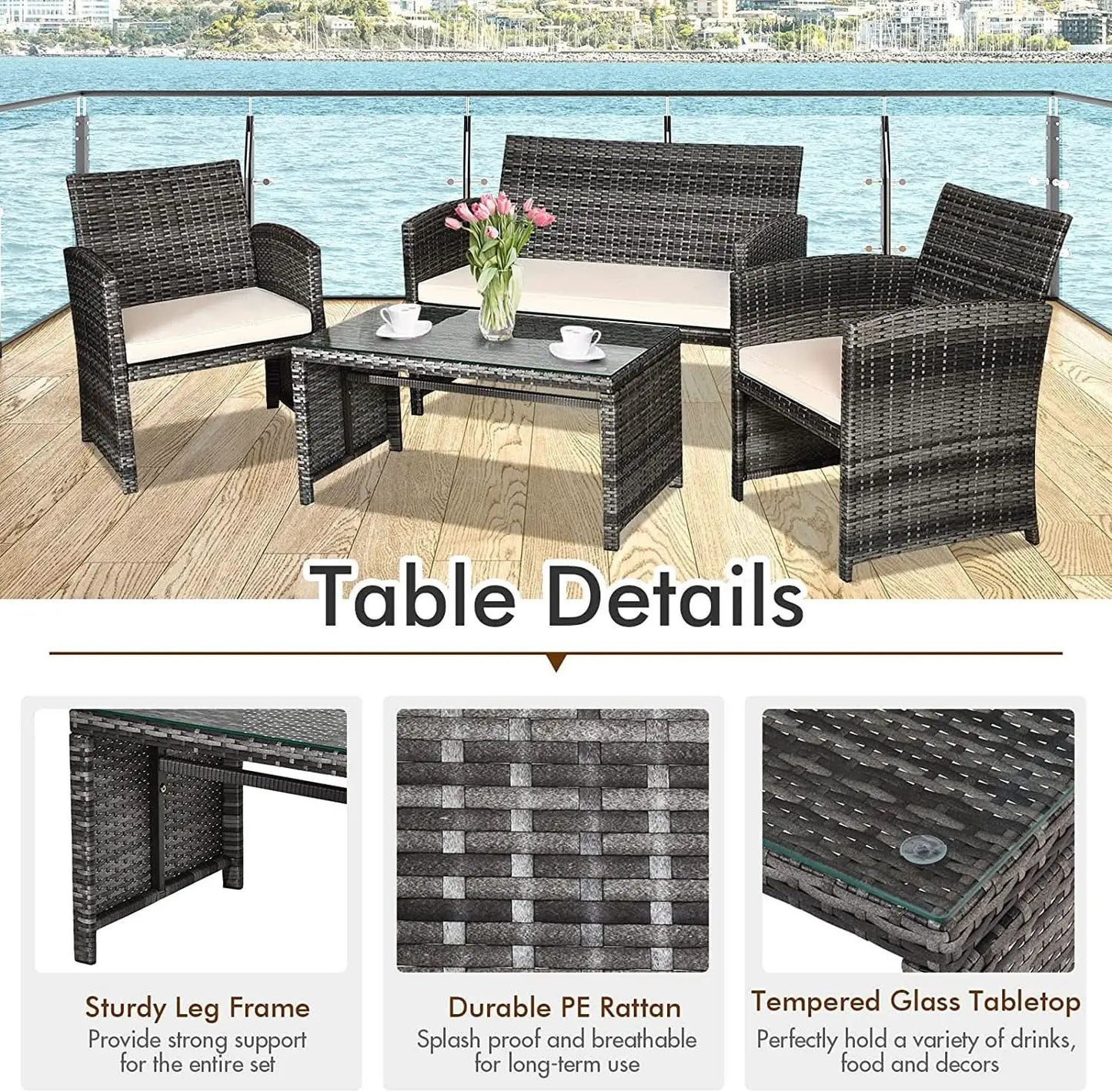 Weather Resistant Rattan Patio Furniture Set for Outdoors from PriceLows™