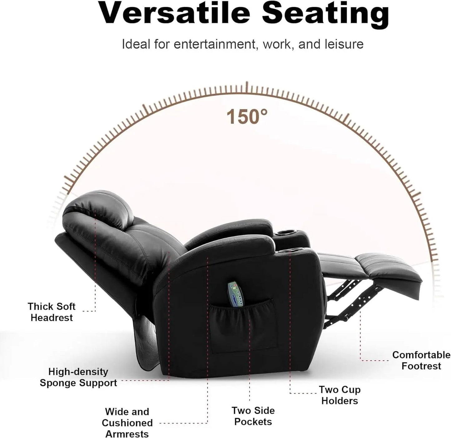 Massage Heat Swivel Recliner Chair For Living Room from PriceLows™