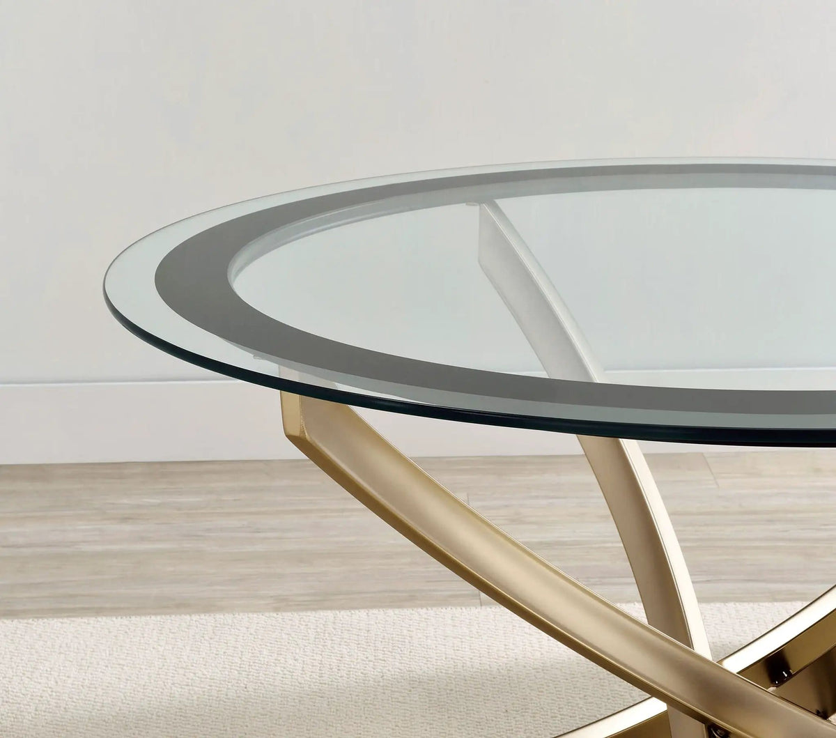 Brooke 2-piece Round Coffee and End Table Set | 2-Piece Set | Tempered Glass & Metal | Rose Brass