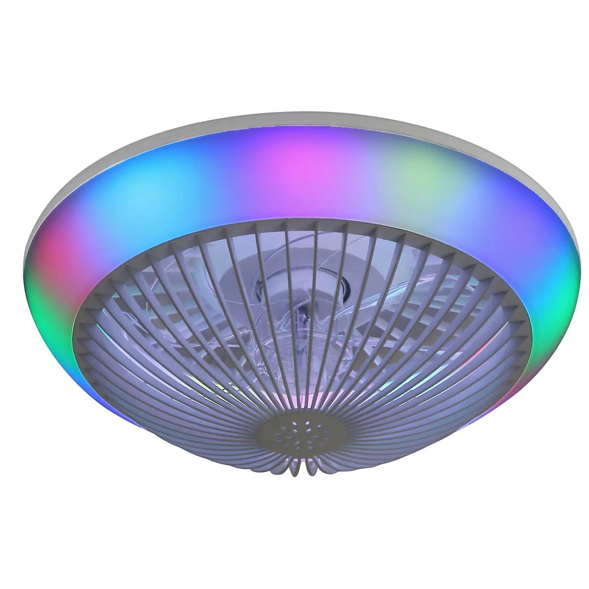 Enclosed Bladeless Ceiling Fan | 15 Inch Compact | 7 RGB Colors | Reversible Airflow