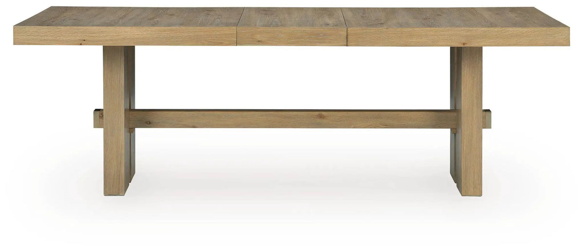 Rectangular Dining Extension Table | Easy Glide Mechanism | Light Brown Finish
