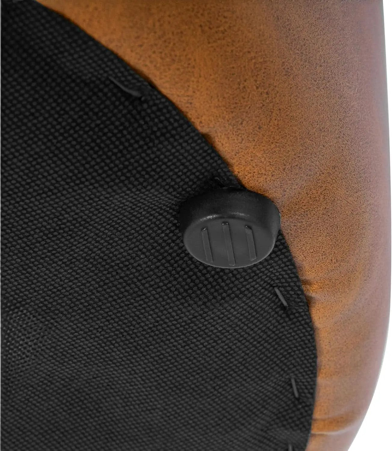 Round Upholstered Faux Leather Ottoman Footrest Camel from PriceLows™