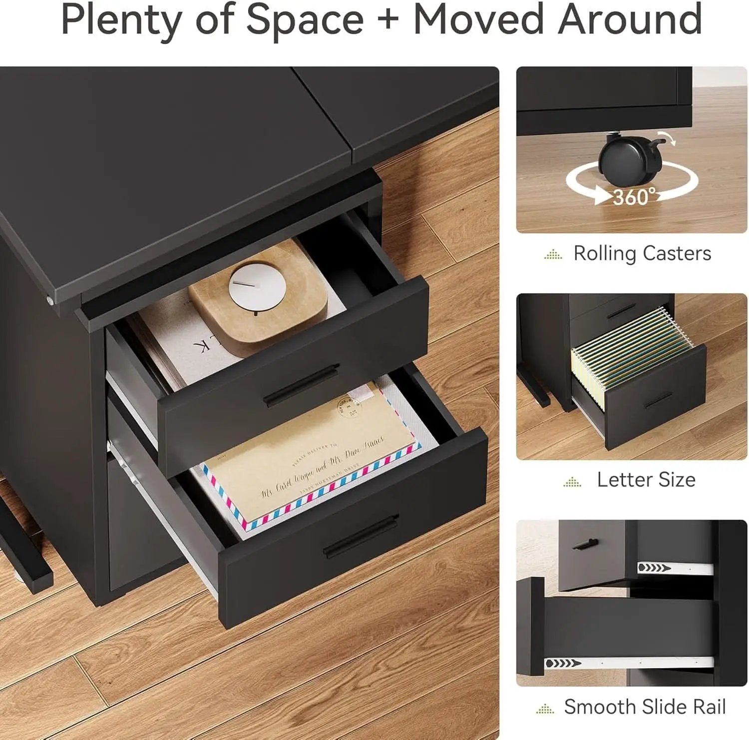 83 Inch L Shaped Desk With 3 Drawer File Cabinet Office from PriceLows™