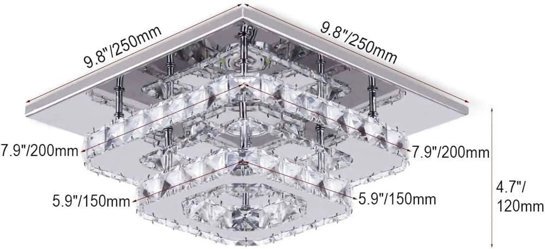 Crystal Square LED Ceiling Light Two Layer Flush Mount from PriceLows™