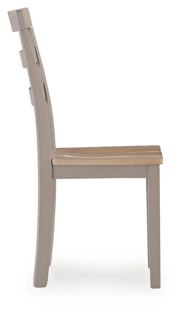 Dining Room Side Chair | Gray Frame | Natural Wood Seat | Set Of 2