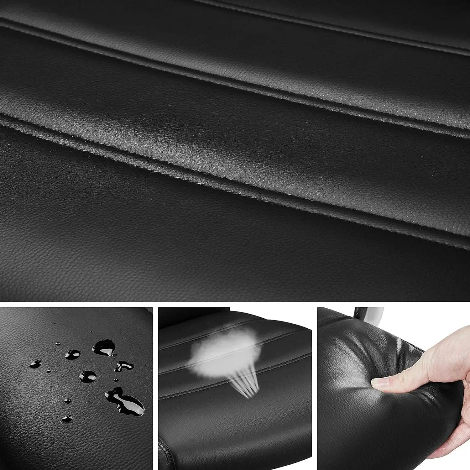 Ergonomic Mid Back Office Chair Black PU Leather With Lumbar Support from PriceLows™