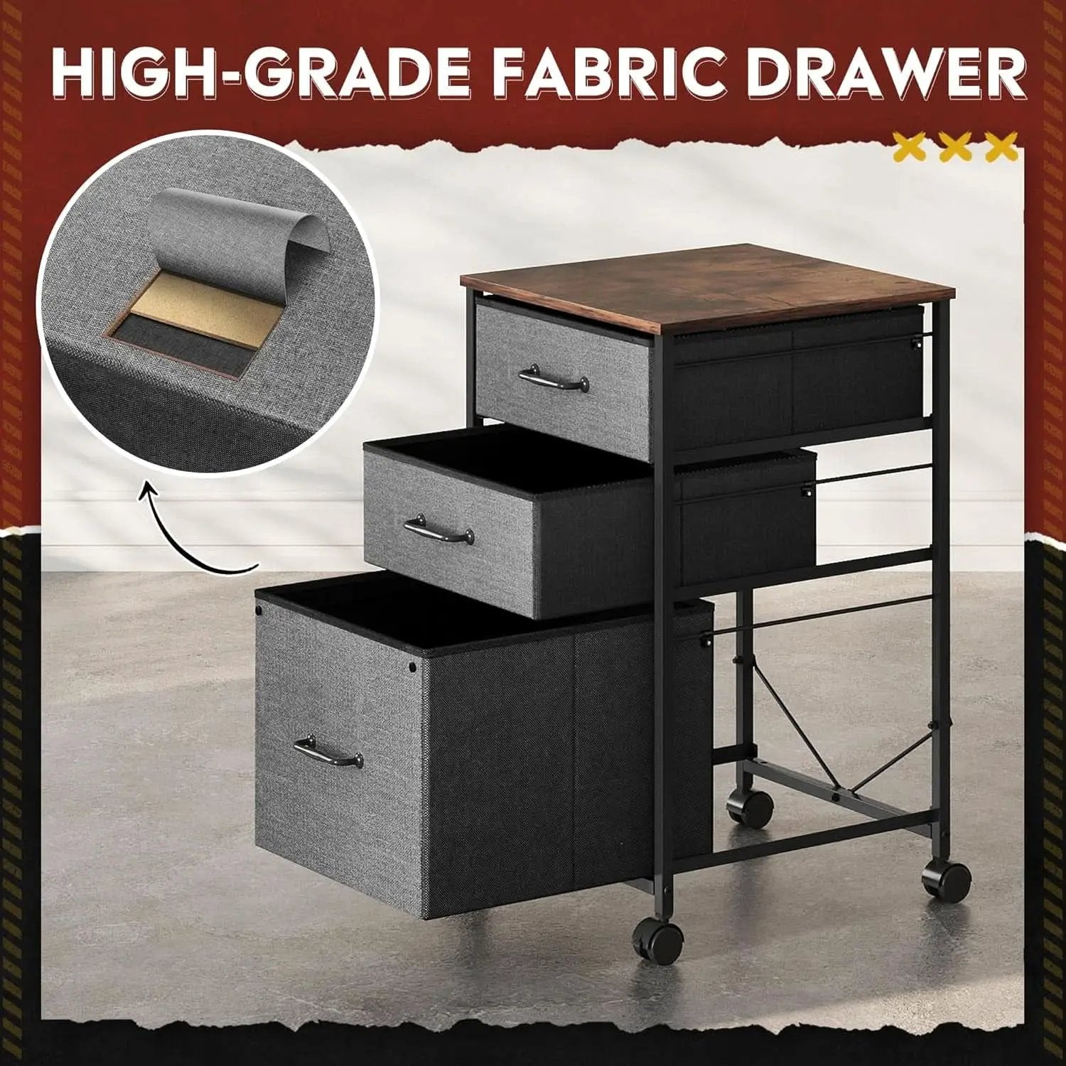 Mobile File Cabinet Rolling Printer Stand With 3 Drawers from PriceLows™