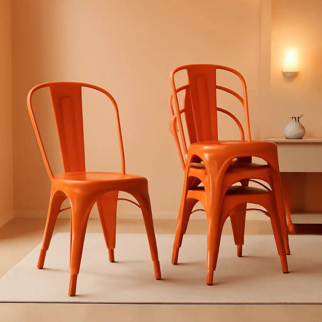 Tolix Style Metal Dining Chair 18 Inch Stackable Outdoor from PriceLows™
