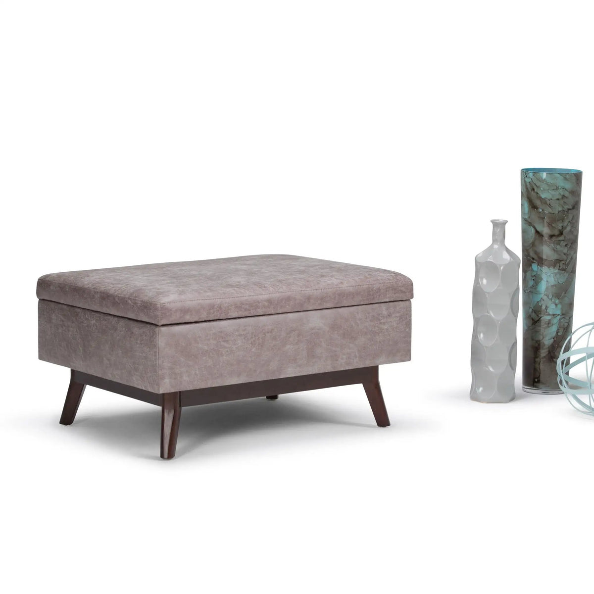 Storage Ottoman | Rectangular Design | Solid Wood Frame | Lift Top