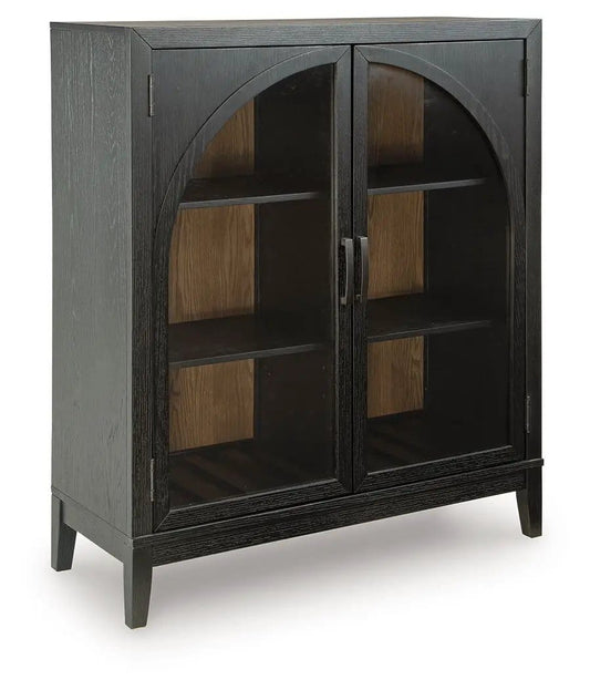 Armenleigh Bar Cabinet | 40 x 16.13 x 48.13 in | Engineered Wood & Oak Veneer | Black / Brown