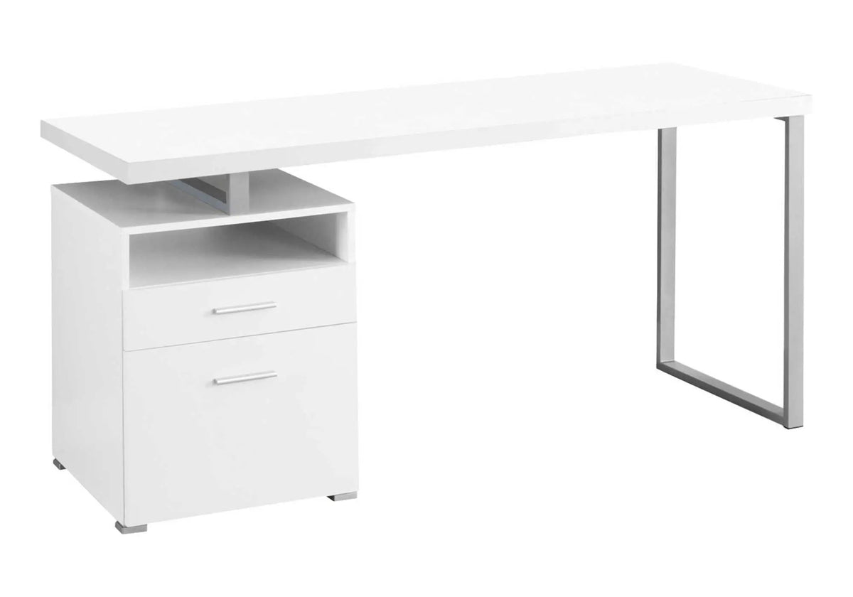 60 Inch Reversible Computer Desk | Open Cubby | Closed Storage Drawers | Left Right Set-Up