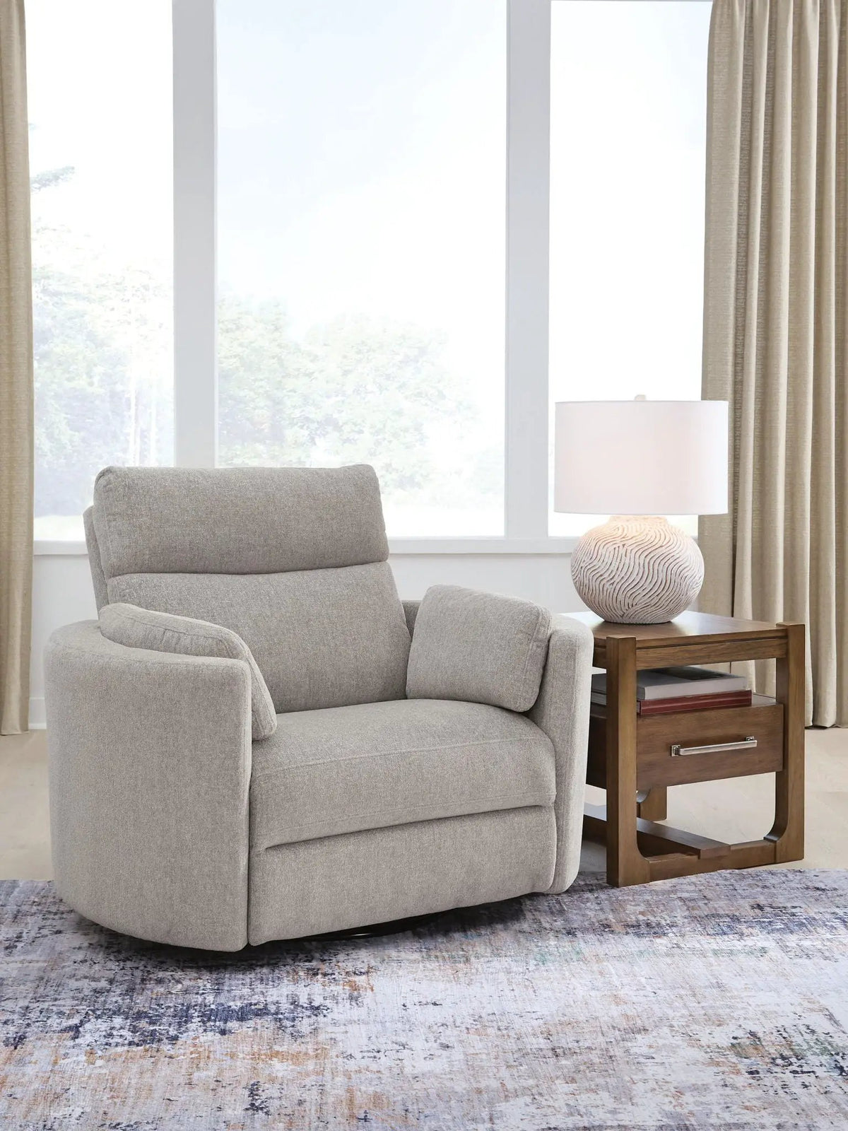 Swivel Glider Power Recliner | Performance Fabric | One Touch Control | Flint