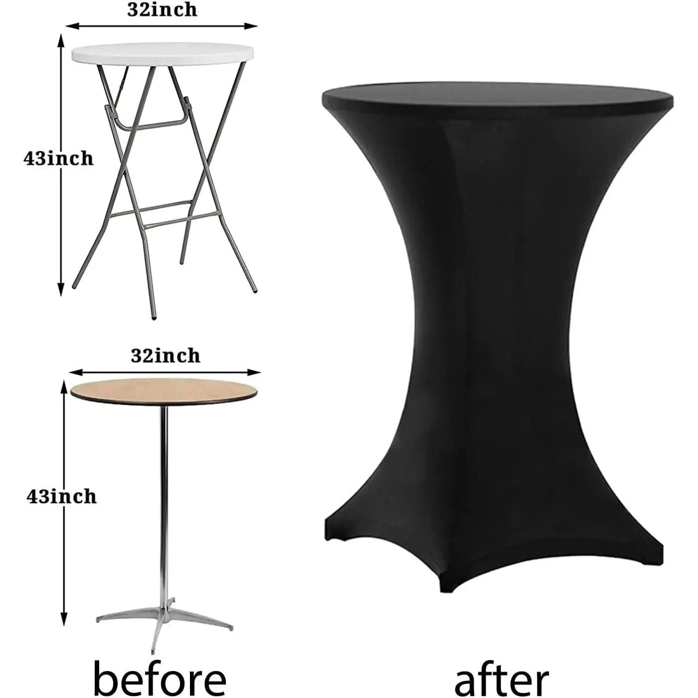 Spandex Cocktail Table Cover 32 Inch Round 8 Pack Set from PriceLows™
