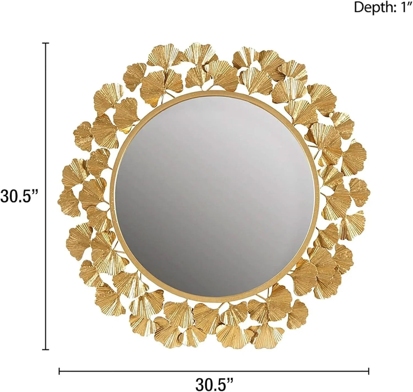 Round Wall Mirror 30.5 Inch Iron Eden Gold For Living Room from PriceLows™