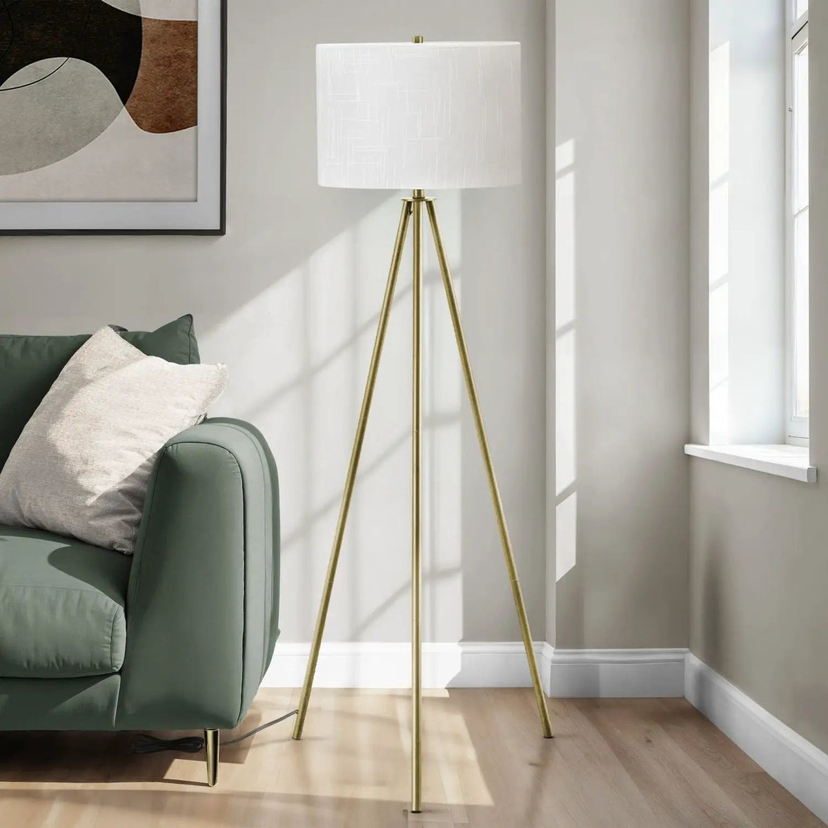 Metal Tripod Floor Lamp | 63 Inch Height | 3-Way Switch | Contemporary Design