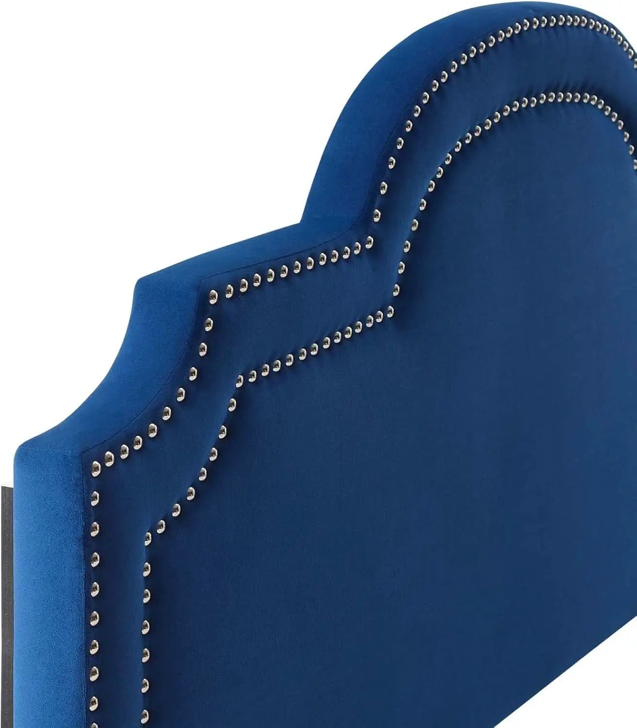 Navy Velvet King Headboard with Nailhead Trim and Foam from PriceLows™