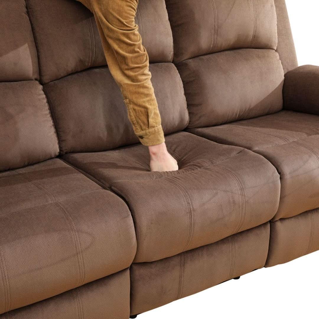 Manual Recliner Sofa Set In Brown Microfiber 3 Piece from PriceLows™